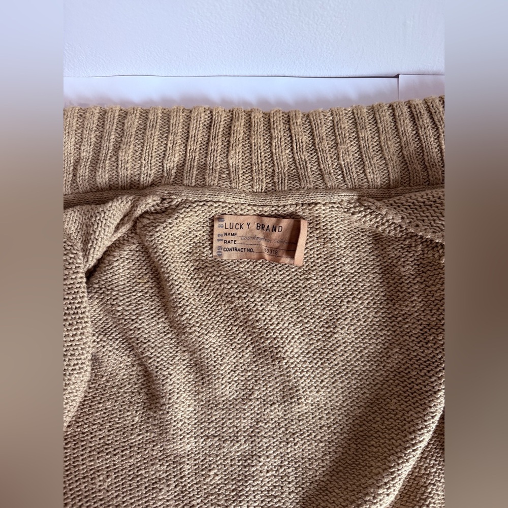 Lucky Brand Men’s Linen&cotton Blend Tan Zip Up Sweater With Front Pockets - Picture 2 of 9